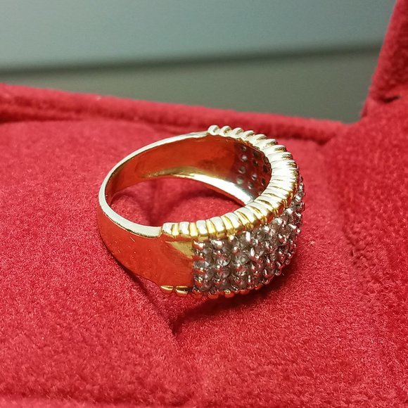 (SOLD) 14K Two-tone Diamond Paved Ring, Size 4.75 - Picture 7 of 9